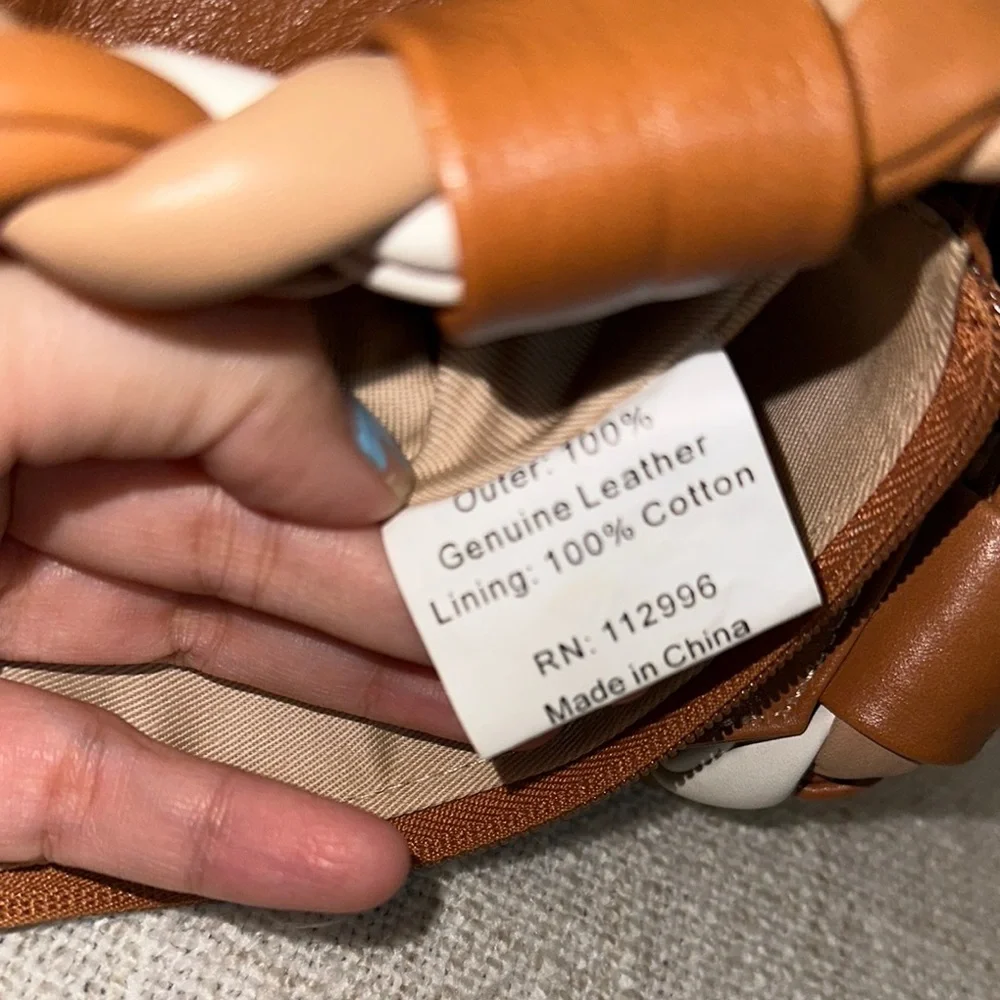 Aqua Madonna Tan and Cream Hobo Bag